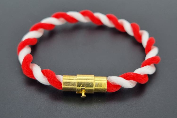 Fanartikel Seidenkordel - Armband, rot / weiss