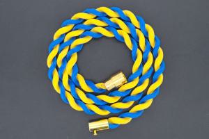 Fan Necklace, Silk Cord, blue / yellow