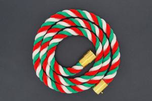 Fan Necklace, Silk Cord, green / white  / red, length approx. 45cm