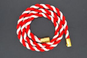 Fan Necklace, Silk Cord, red / white