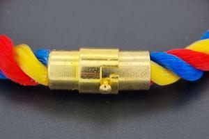 Fan Bracelet, Silk Cord, blue / yellow  / red