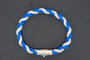 Fan Bracelet, Silk Cord, blue / white