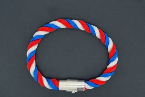 Fan Bracelet, Silk Cord, blue / white / red