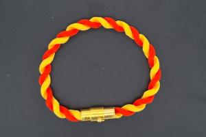 Fan Bracelet, Silk Cord, red / yellow