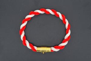 Fanartikel Seidenkordel - Armband, rot / weiss