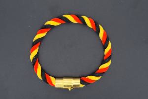 Fan Bracelet, Silk Cord, black / red / yellow